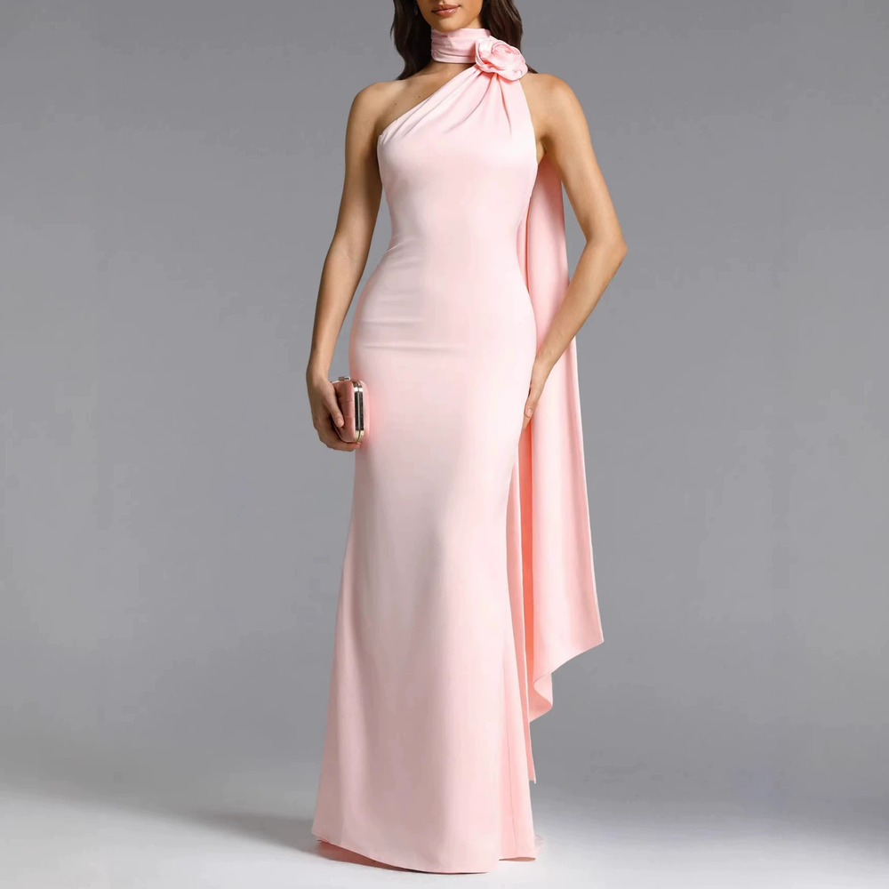 Forever 21 Summer Floral Sleeveless Backless Pink Elegant Halter Dress